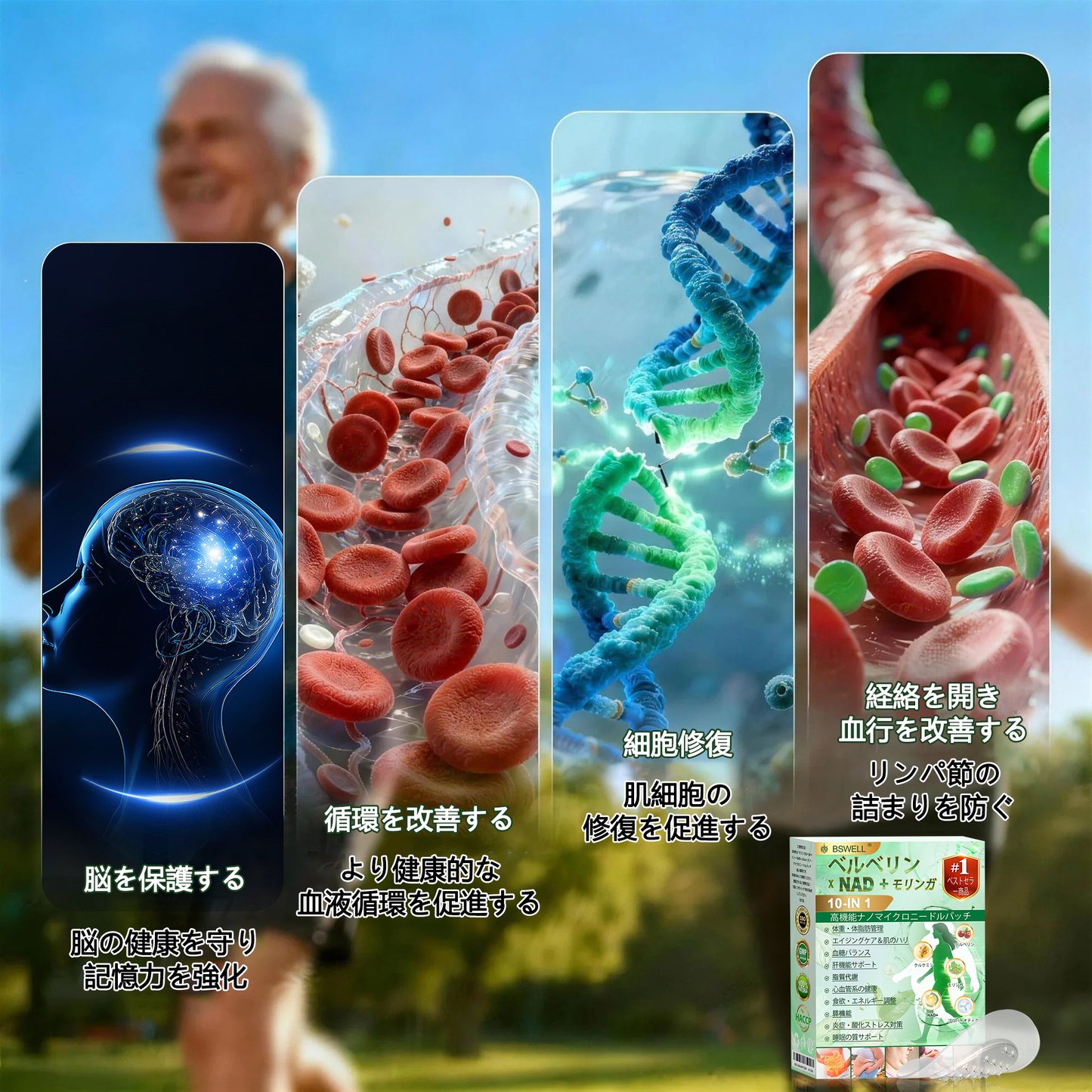 🍀公式旗艦店 /BSWELL®＆NAD+ 10-in-1 ナノ強化フォーミュラ — 肥満、肌のたるみ、糖尿病、睡眠時無呼吸症候群、関節の悩み、その他健康上の懸念にアプローチ